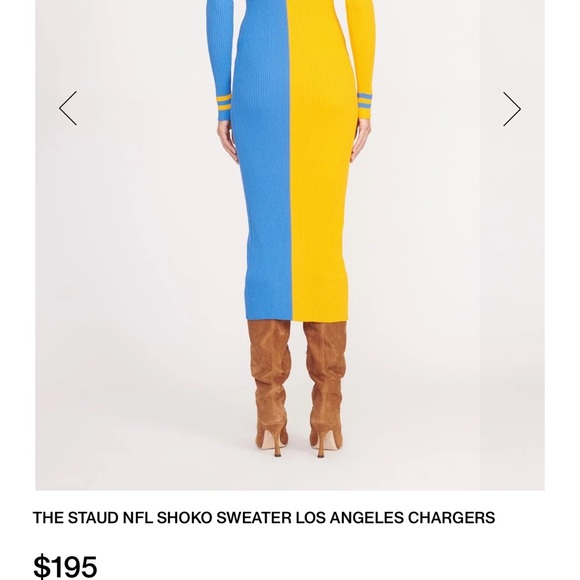 THE STAUD NFL SHOKO SWEATER DRESS LOS ANGELES CHARGERS Brand New with tags - Picture 5 of 6